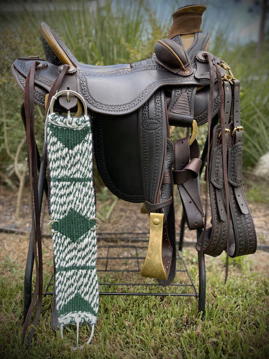 Green & White Straight Cinch